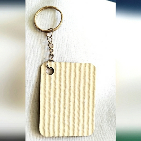NEW Handmade Keychain Bag Tag! Italian Textured Wood. "I LOVE My Bag" Wood Heart - Picture 2 of 6